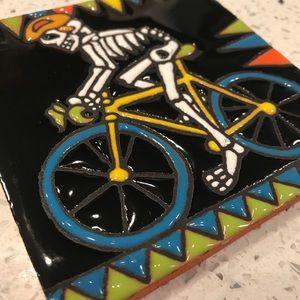 Day of the Dead Tile Mexican cyclist bicycle